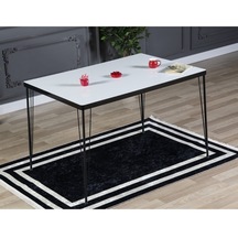 Avvio Arzu Yemek Masası Takımı-mutfak Masası Takımı-beyaz 60x120 Oval Kenar Beyaz
