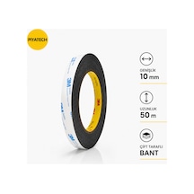 Scotch Çift Taraflı Bant 10 Mm X 50 Metre Güçlü Yapıştırıcı Siyah Akrilik Bant Ekran Cam Kasa Kapak Tamir Bandı
