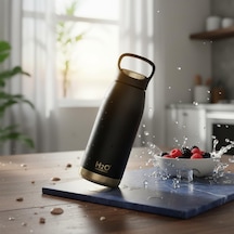 Tr Siyah Paslanmaz Çelik Termos Matara - 530 Ml Kilitli Kapaklı Sızdırmaz Mug - Sıcak Ve Soğuk Tutan Spor Ve Ofis Diğer