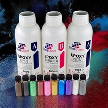 Ultra Şeffaf Epoksi Reçine Seti, 3 Kg Reçine Ve, 10 Adet 15 Gr Pigment Renk Seti