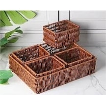 Plastik Sepet 5prc 36x26 Ahşap
