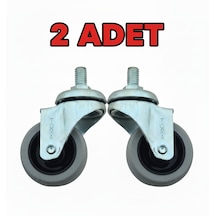 2 Adet Civatalı Metal 50mmx20mm Koltuk Sandalye Mobilya Tekeri Gri - Siyah