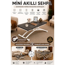 Akıllı Sehpa Mini Juppo Beyaz Mekanizma Yemek Masası Antrasit