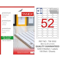 Tanex Tw-2052 Laser Etiket 46.4 X 21.2 MM