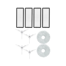 Roborock Qrevo Maxv Uyumlu 4 Adet Hepa Filtre 4 Adet Beyaz Yan Fırça 2 Adet Mop Fiber Paspas