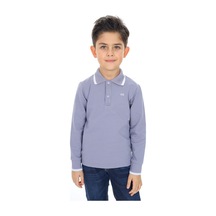 Toontoy Kids Toontoy Erkek Çocuk Baskılı Polo Yaka Düğmeli Uzun Kollu Tişört Koyu Gri