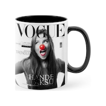 Kişiye Özel Vogue Dergi Kapağı Siyah Kupa Bardak - 1