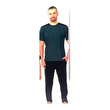 Sude Erkek Yeşil Siyah Cepli Penye Pijama Takımı Yeşil - Lacivert