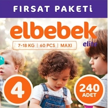 Elbebek Elite Bebek Bezi 4 Numara Maxi Fırsat Paketi 240 Adet 4'lü