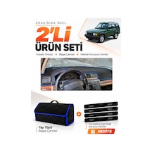 Land Rover Discovery 1 1989-2000 Uyumlu Torpido Örtüsü + Tay Tüyü Bagaj Çantası Seti - Siyah Mavi