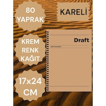 Kareli 17x24 Cm Sert Kapak Not Defteri Krem Renk Kağıt 80 Yaprak Ten