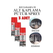 3 Adet 400ml Sprey Pütür Araç Araba Çamurluk Taş Darbe Koruma Su Tutmaz Ses Yalıtımlı Boyanabilir Kaplama Siyah Siyah
