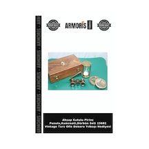 Ahşap Kutulu Pirinç Pusula,kumsaati,dürbün Seti 15682 Vintage Tarz Ofis Dekoru Yılbaşı Hediyesi