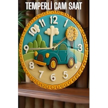 8692016095792 Dekor 3d Görünümlü Temperli Cam Saat 33 Cm Csdw304 Renkli