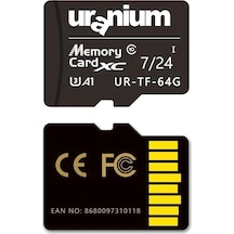 64gb Uranıum Ur-tf-64g Mıcro Sd Card U3 7/24 Surveıllance 100/40mbs Industrıal Hafıza Kartı 3 Yıl G