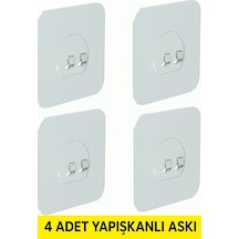 4 Adet Güçlü Şeffaf Duvar Askısı Matkapsız, Güçlü Tutucu,banyo Ve Mutfak Kullanımı 7x7 Cm Beyaz Diğer