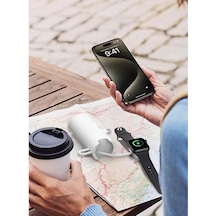 5000 Mah Mini Powerbank 20w Pd Hızlı Şarj Dahili Usb-c Kablolu Akıllı Saat Şarj Kablolu Taşınabilir Power Bank Telefon Ve Saat Uyumlu Beyaz
