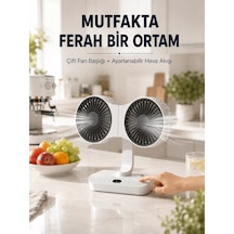 Ayarlanabilir Çift Fan Başlıklı Şarjlı Masa Vantilatörü