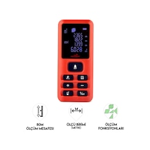 Dawreek Mesafe Ölçer E40 Red 80 Metre Dijital El Tipi Mesafe Ölçüm Cihazı