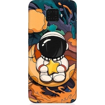 Huawei Mate 30 Lite Uyumlu Astranot Ay Ve Yıldız Desenli Silikon Kılıf