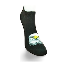 Siyah Beyaz Kartal Desenli Sportif Unisex Kısa Bilek Çorap Yazlık 1 Çift 113 Safran Çok Renkli