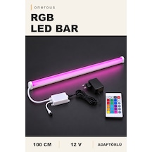 Onerous 100 Cm 12v Rgb Led Bar, 24 Tuş Kumandalı, Adaptörlü Çok Renkli