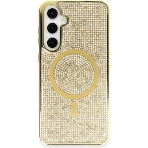 Newface - 579 - Samsung Galaxy Uyumlu S23 Kılıf Diamond Magsafe Kapak - Novapazr - - Gold