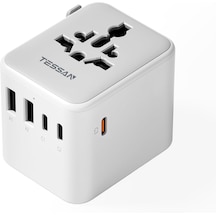 Tessan Evrensel Seyahat Adaptörü, 5 Usb Portlu 1 Usb C Uluslararası Fiş Adaptörü, Abd'den Avrupa Birliği, İngiltere, Avustralya Ve İrlanda'ya Dünya Çapında Elektrik Prizi