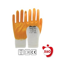 Beybi KN350 Flex Sarı Pamuk Nitril İş Eldiveni 10 Beden 60 Çift