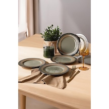 Reaktif Yeşil Line Pasta Tabağı 21 Cm 6 Adet Q84 Çok Renkli