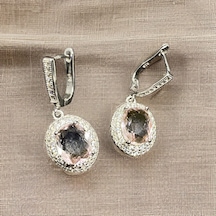Zirkon Dizme Taşlı Vintage 925 Ayar 1. Kalite İthal Kadın Gümüş Küpe-9064007615415