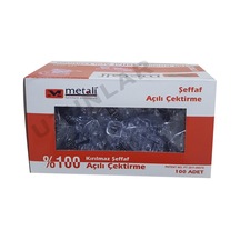 Açılı Çektirme Metali Şeffaf 100 Adetli Paket