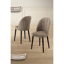 Canisa Mara Serisi 1 Adet Cappucino Babyface Kumaş Siyah Metal Ayak Mutfak Sandalyesi Cappucino Sandalye Siyah Ayak