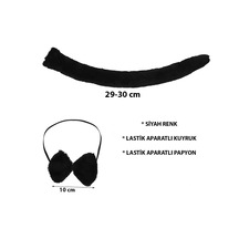 Peluş Siyah Renk Kuyruk Ve Papyon Yetişkin Çocuk Uyumlu - Elwm-520602 Çok Renkli