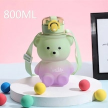 Ayıcık Model Su Matarası Su Şişesi Suluk 800 Ml Bpa Içermez Yeşil-mor Yeşil Plastik Diğer