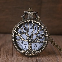 Kişiye Özel Hayat Ağacı Tasarımlı Retro Quartz Zincirli Köstekli