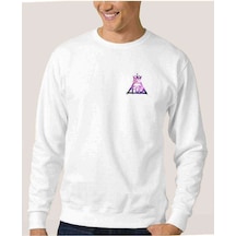 Fob Out Boy King Baskılı Beyaz Erkek Örme Sweatshirt