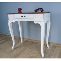 Masifart Ceviz Eskitme Tablalı Dresuar Beyaz 80 Cm Eskitme  Patina Ceviz