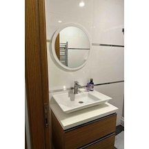 60 Cm Çap Banyo & Makyaj Aynası Yuvarlak Antre Hol Koridor Duvar Salon Mutfak Ofis Dekoratif Ayna - Beyaz Beyaz