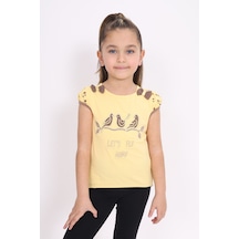 Toontoy Kids Toontoy Kız Çocuk Nakış Detaylı Tişört Sarı