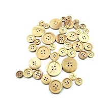 Tahta Dikme, 4 Delik Simit Model, Doğal Ahşap, Zeytin Ağacı,100 Adet 20mm-32l Açık Gri
