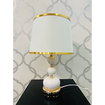 Beyaz-gold Dekorlu Metal Abajur 48 X 30 Cm Diğer