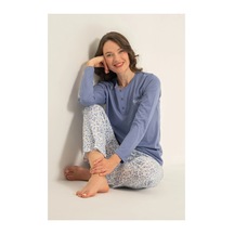 Angbutik Pierre Cardin Pc9270-x Kadın Uzun Kollu Pijama Takımı mavi