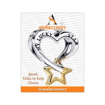 Şanslı Yıldız Ve Kalp Charm / Asafaccessory Gümüş