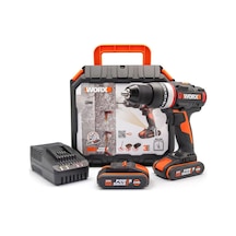Worx WX-JCR 20Volt 2.0Ah Li-ion Çift Akülü Kömürsüz Profesyonel Darbeli Matkap Vidalama