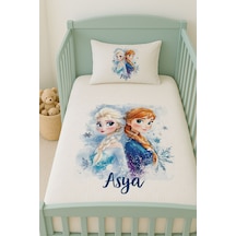 %100 Pamuk İsme Özel İsimli 100x150 Cm Pike Seti Elsa Ve Anna