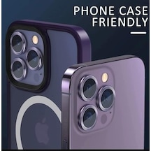 Safir Lens Safir Mercek Koruması İphone 14 Pro Ve 14 Promax İle Uyumlu Gerçek Safir Cam Kamera Lens Koruyucu Çelik Halka Hd 9d Kırılmaz Cam Renk : Derin Mor 50 x 22