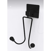 Yapışkanlı Bornoz Askısı 2 Li Banyo Askısı Çatal Askı 2 Li Askılık Havlu Askısı Siyah Diğer