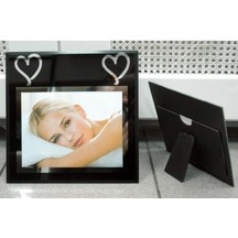 15X20Cm Fotoğraflar Için Kalp Desenli Siyah Cam Çerçeve