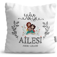 Kişiye Özel Yılın En Iyi Ailesi Saten Yastık - 1